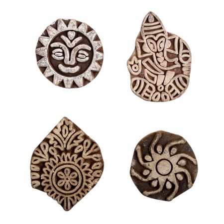 Set of 4 Piece New Mix Wooden Printing Block